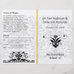 Yellow Bumble Bee Damask Wedding Program Flyers