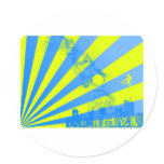 Yellow Burst Round Stickers