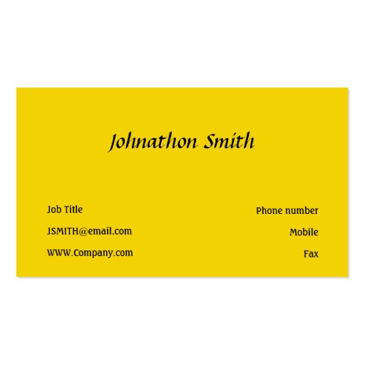 Yellow Business Card (back side)