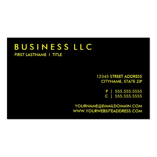 yellow. business card (back side)