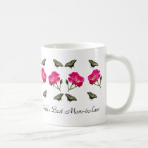 Yellow Butterflies and Pink Roses Mom-in-law mugs