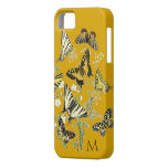 Yellow Butterfly Botanical, Monogrammed iPhone 5 Cover