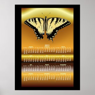 Yellow Butterfly calendar ~ print print
