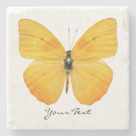 Yellow Butterfly Custom Stone Coaster