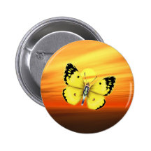 Yellow Butterfly Pinback Buttons