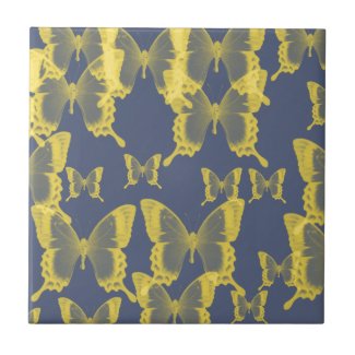 yellow butterfly small square tile