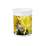 Yellow Cactus Blooming Flowers Beverage Pitcher