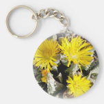 Yellow Cactus Blooming Flowers Key Chains
