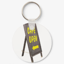 Yellow Café open sign keychains