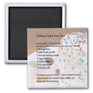 Yellow Cake Recipe For Two Fridge Magnet