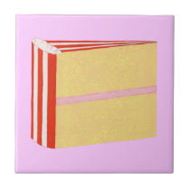 Yellow Cake, Red, White, & Pink Icing Trivet Tile
