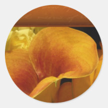 Yellow calla lily round sticker