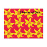 Yellow Callily Blossoms in Red Pattern Postcard