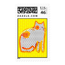 'yellow cat' digital painting postage postage