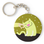 Yellow Cat Head Rub Key Chain