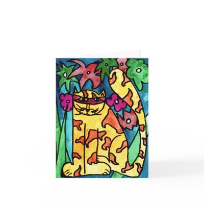 Yellow Cat • Nick Abrams, Age 8  - card by KidsDidItDesigns