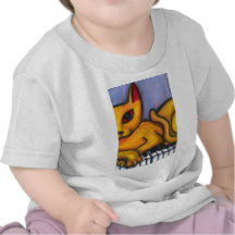 Yellow Cat On Piano Tshirt