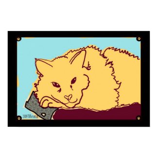 Yellow cat painting Print print