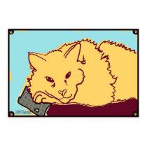 Yellow cat painting Print