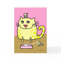 Yellow Cat with Birds and Gift cards
