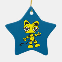 Yellow Catbot Christmas Ornaments