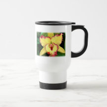 Yellow Cattleya Orchid with Red Ruffle Coffee Mug