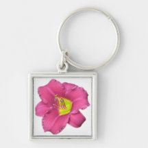 Yellow Centered Pink Flower Keychain