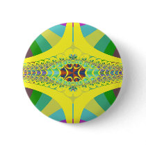 Yellow Centipede Fractal Pinback Buttons