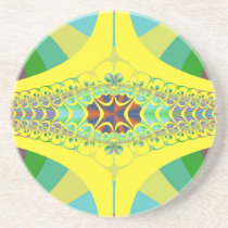 Yellow Centipede Fractal Drink Coasters