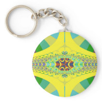 Yellow Centipede Fractal Keychains