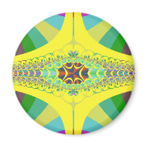 Yellow Centipede Fractal Fridge Magnets