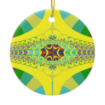 Yellow Centipede Fractal Christmas Tree Ornament