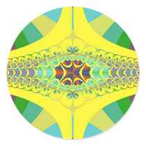 Yellow Centipede Fractal Round Stickers