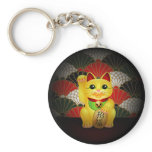 Yellow Ceramic Maneki Neko Key Chains