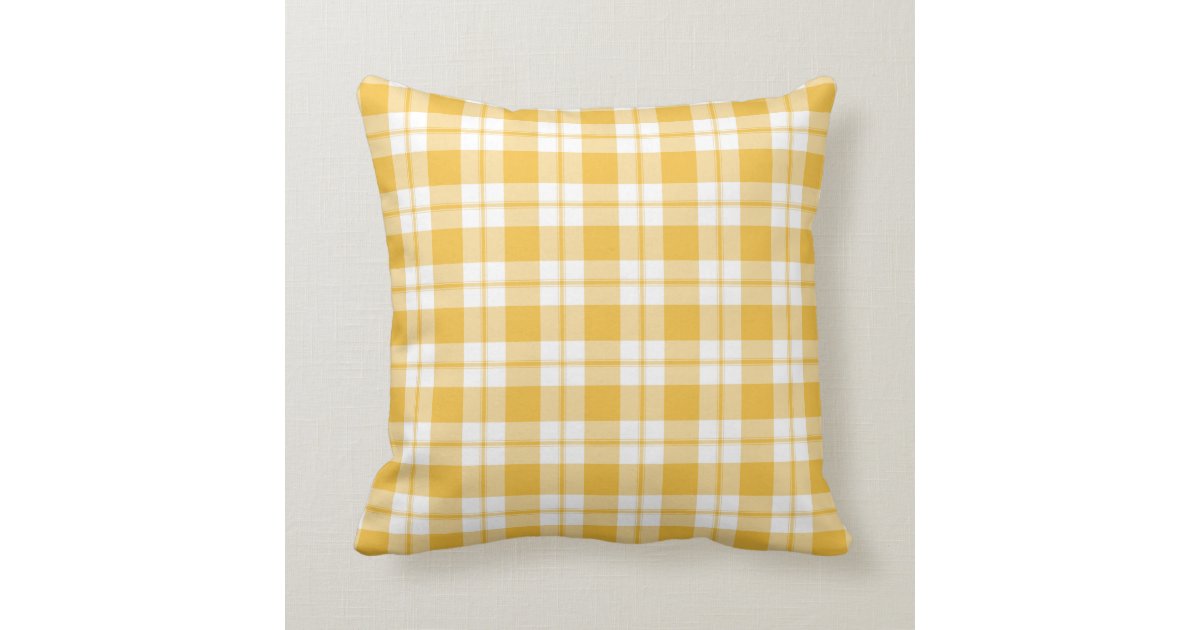Yellow Check Pillow Zazzle