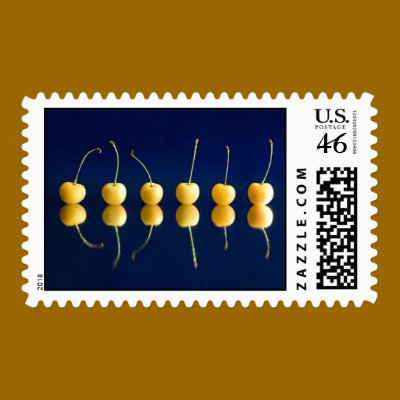 yellow cherries_3 postage stamps by VioDePhoto