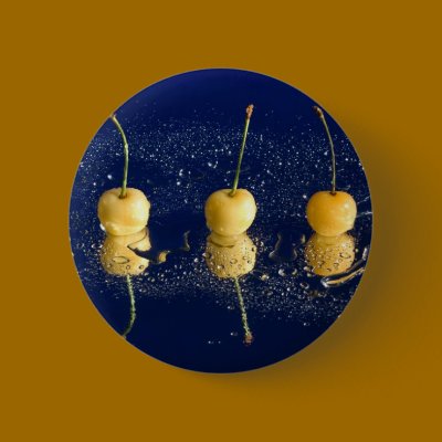 yellow cherries_4 button by VioDePhoto