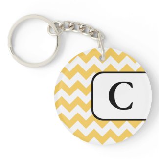 Yellow Chevron Acrylic Monogram Keychain Acrylic Keychain