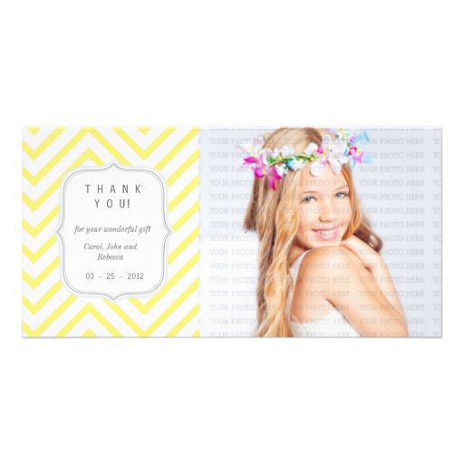 Yellow Chevron - Any Occasion Thank you Photo Card