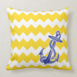Yellow Chevron Blue Anchor Pillow pillows