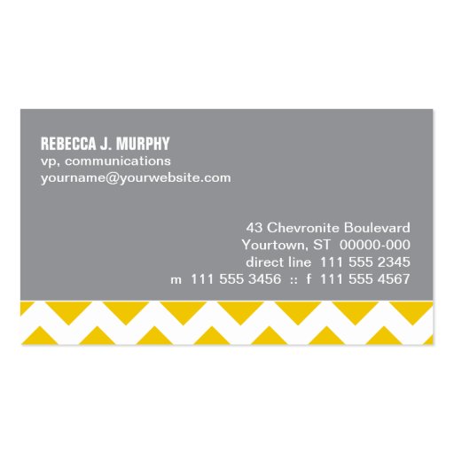 Yellow Chevron Business Card (back side)