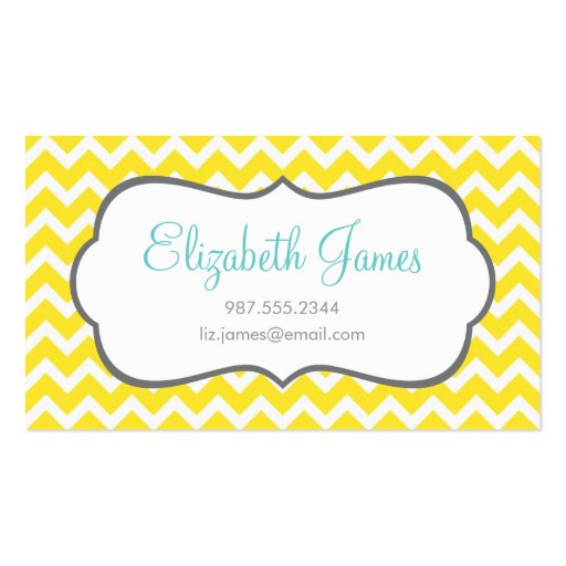 Yellow Chevron Business Cards (front side)
