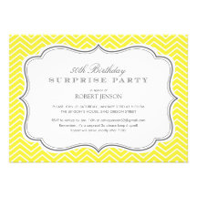Yellow Chevron Stripes Surprise Party Invitations