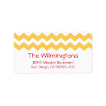 Yellow chevron zigzag pattern return address labels