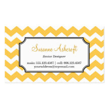 Yellow chevron zigzag pattern stylish personal business card