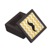 Yellow chevron zigzag pattern trinket mustache premium gift boxes