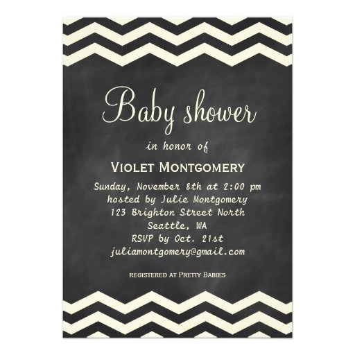 Yellow Chevrons Baby Shower Invitation (front side)