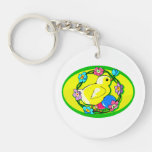 yellow chick flower leave yellow oval.png acrylic keychains