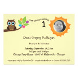 Yellow Children's Birthday Party Owl Photo Invite
