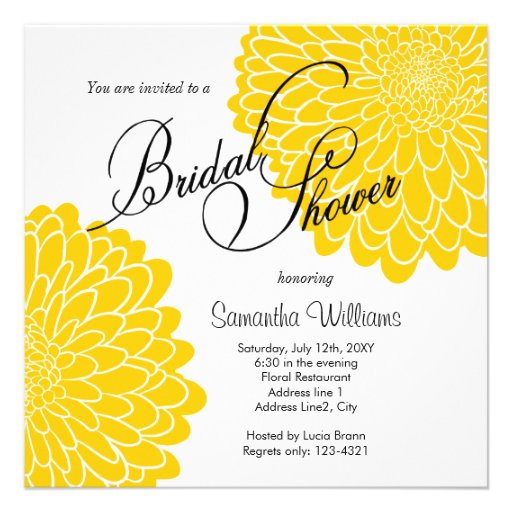 Yellow Chrysanthemum Bridal Shower Invitation